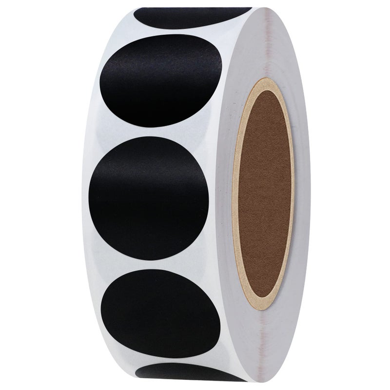 Hybsk Color Coding Dot Labels 1" Round Natural Paper Stickers Adhesive Label 1,000 Per Roll (Black) - Image 1